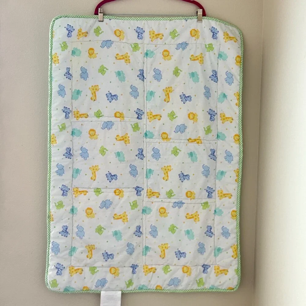 Small Wonders Quilt with Skirt Safari Zoo Animals Crib Baby Blanket 42x30 Inch
